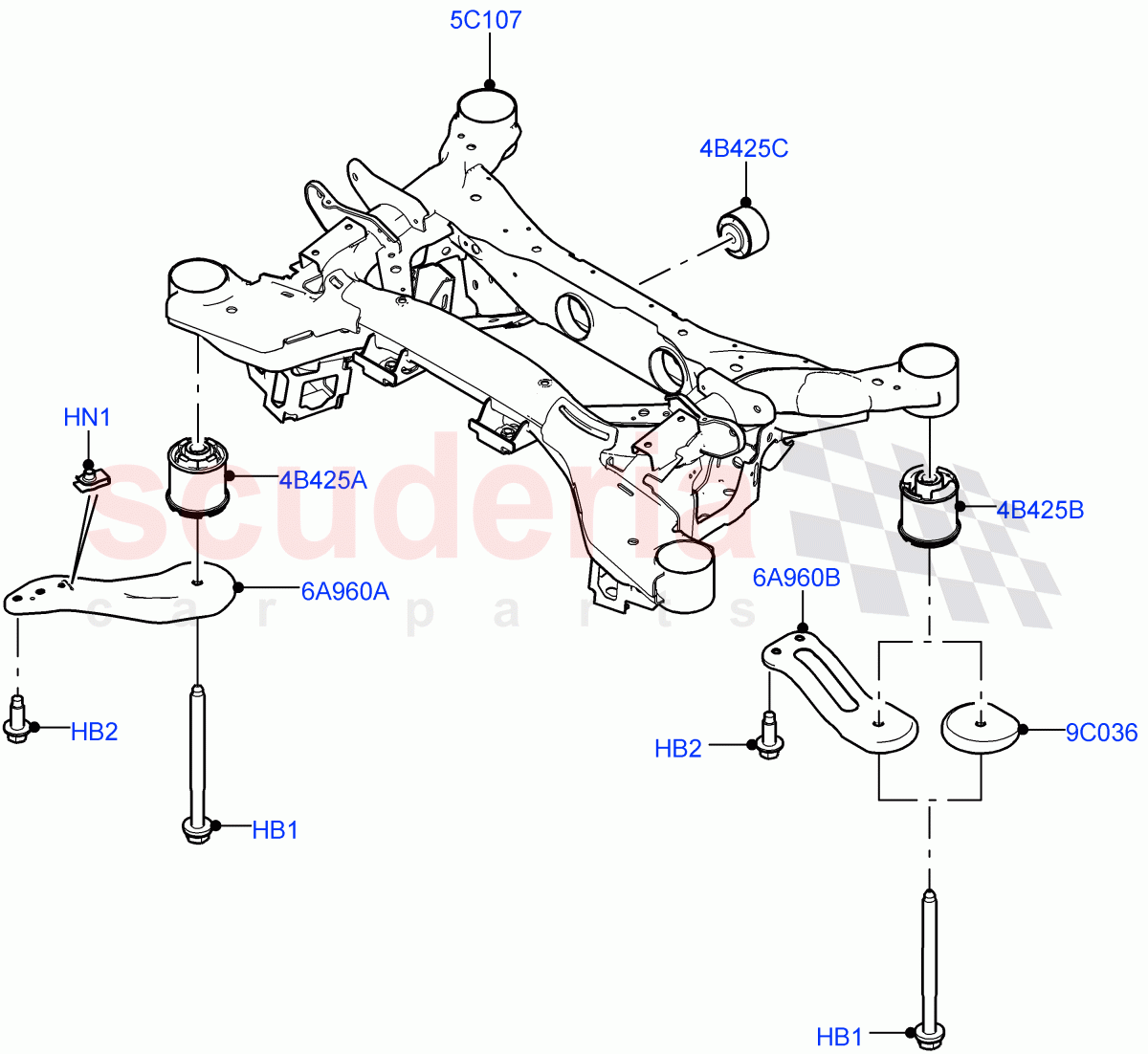 Rear Cross Member & Stabilizer Bar (Crossmember) of Land Rover Land Rover Range Rover Velar (2017+) [3.0 Diesel 24V DOHC TC]