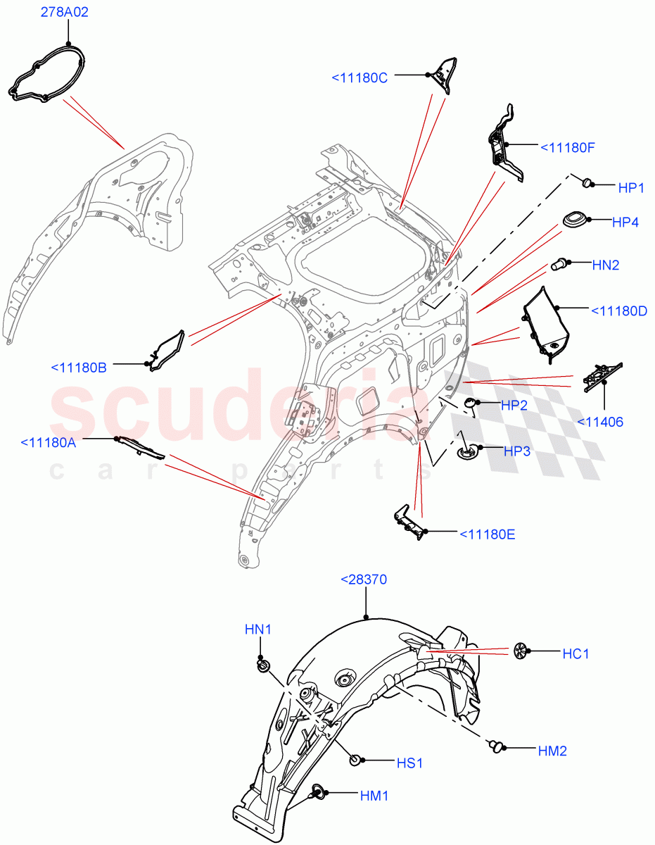 Side Panels - Inner (Solihull Plant Build, Wheelarch) ((V) FROMHA000001) of Land Rover Land Rover Discovery 5 (2017+) [3.0 DOHC GDI SC V6 Petrol]