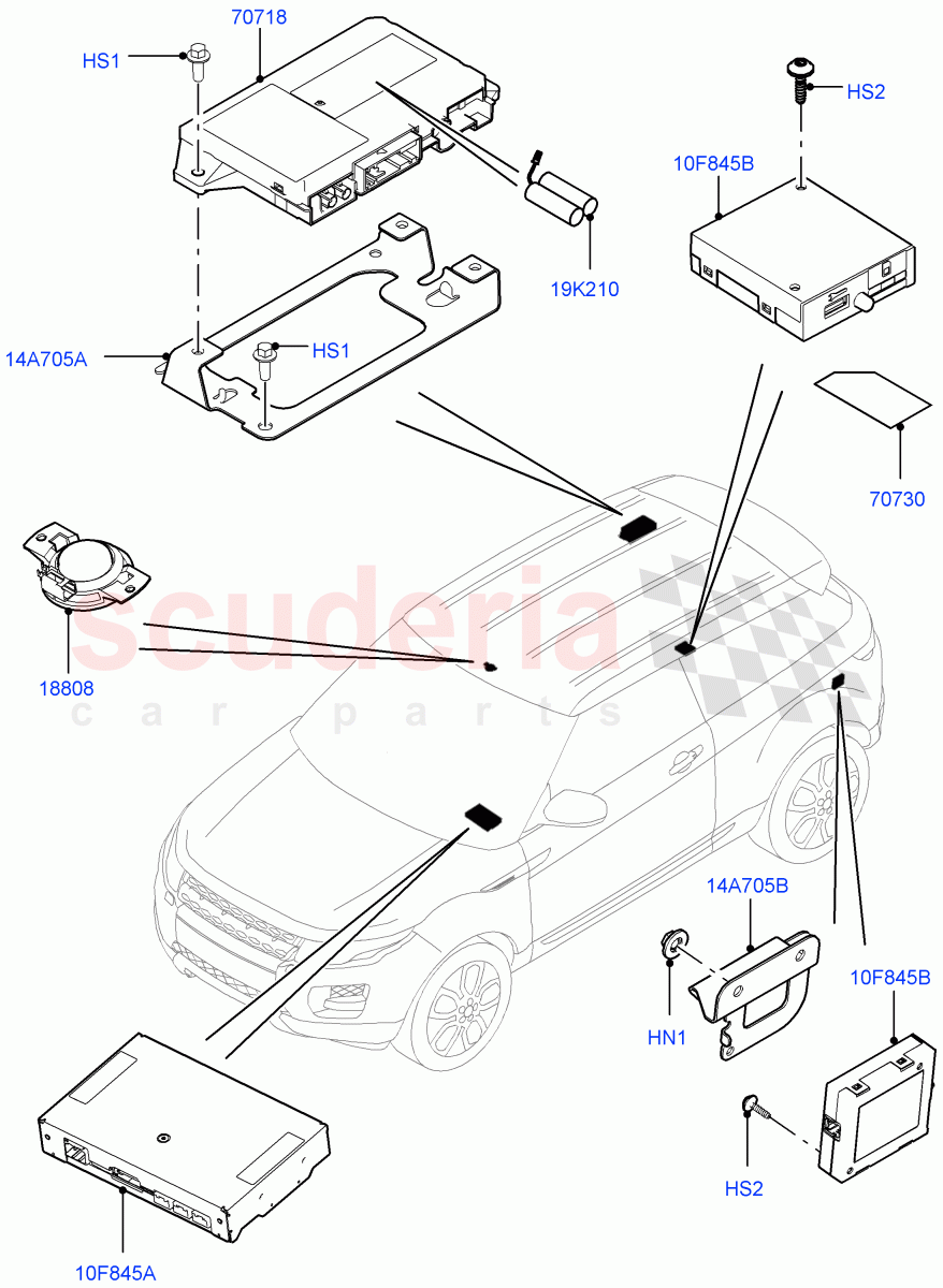 Telematics (Telematics Control Unit) (Halewood (UK)) ((V) FROMEH000001) of Land Rover Land Rover Range Rover Evoque (2012-2018) [2.2 Single Turbo Diesel]