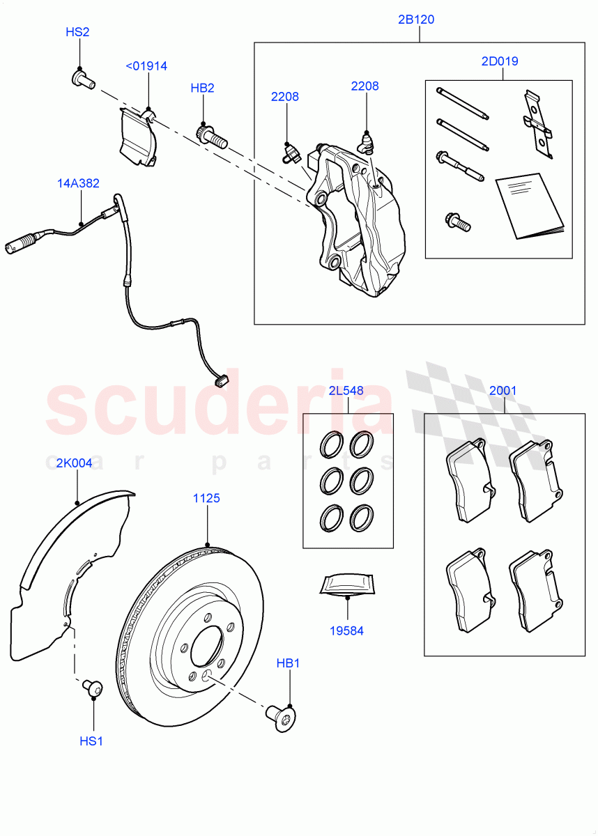 Front Brake Discs And Calipers (3.0L DOHC GDI SC V6 PETROL, Engine Power Source - 380PS/450NM) ((V) FROMGA000001, (V) TOGA285152) of Land Rover Land Rover Range Rover (2012-2021) [3.0 Diesel 24V DOHC TC]