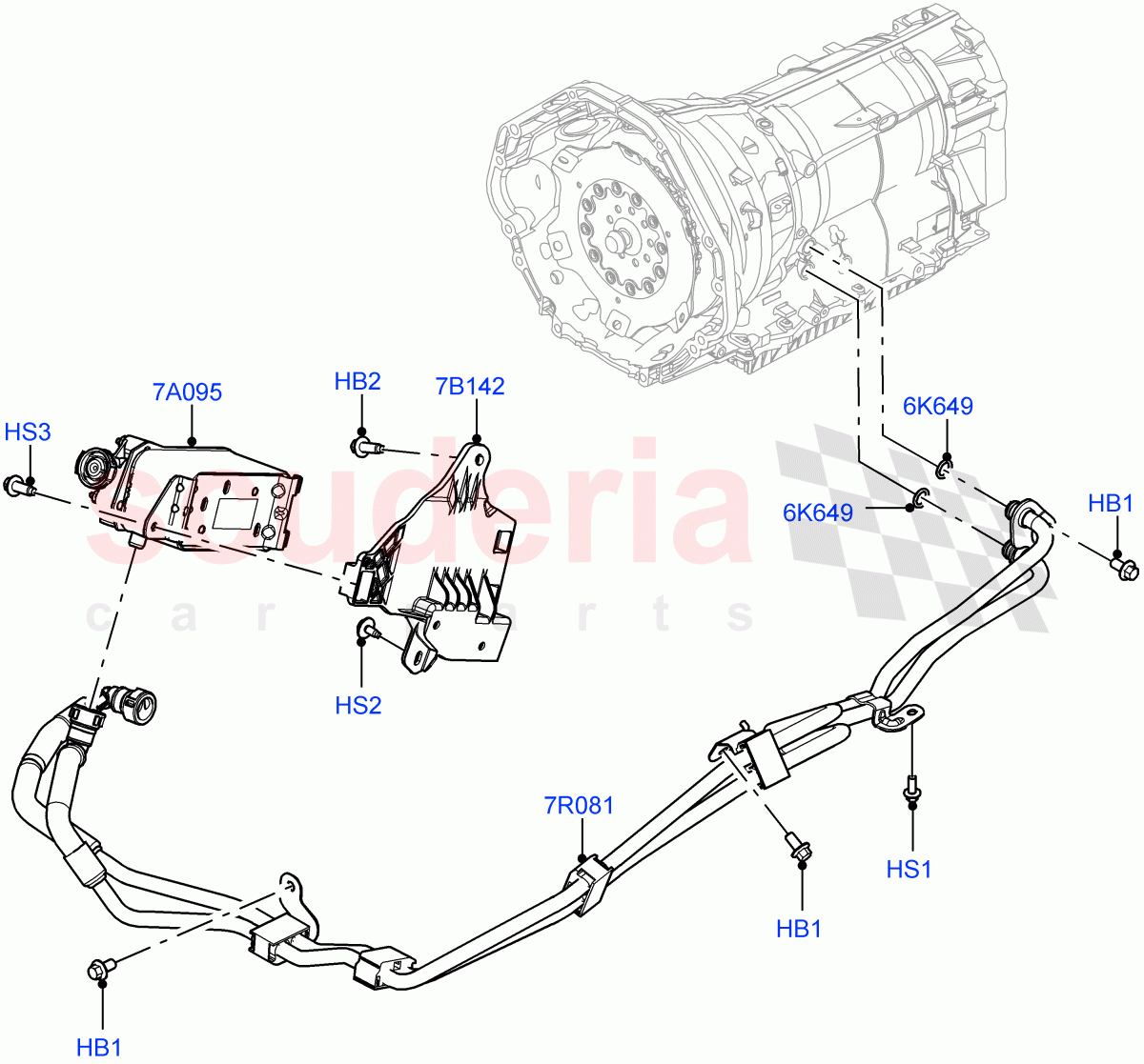 Transmission Cooling Systems (4.4 V8 Turbo Petrol (NC10), 8 Speed Auto Trans ZF 8HP76) of Land Rover Land Rover Range Rover (2022+) [3.0 I6 Turbo Petrol AJ20P6]