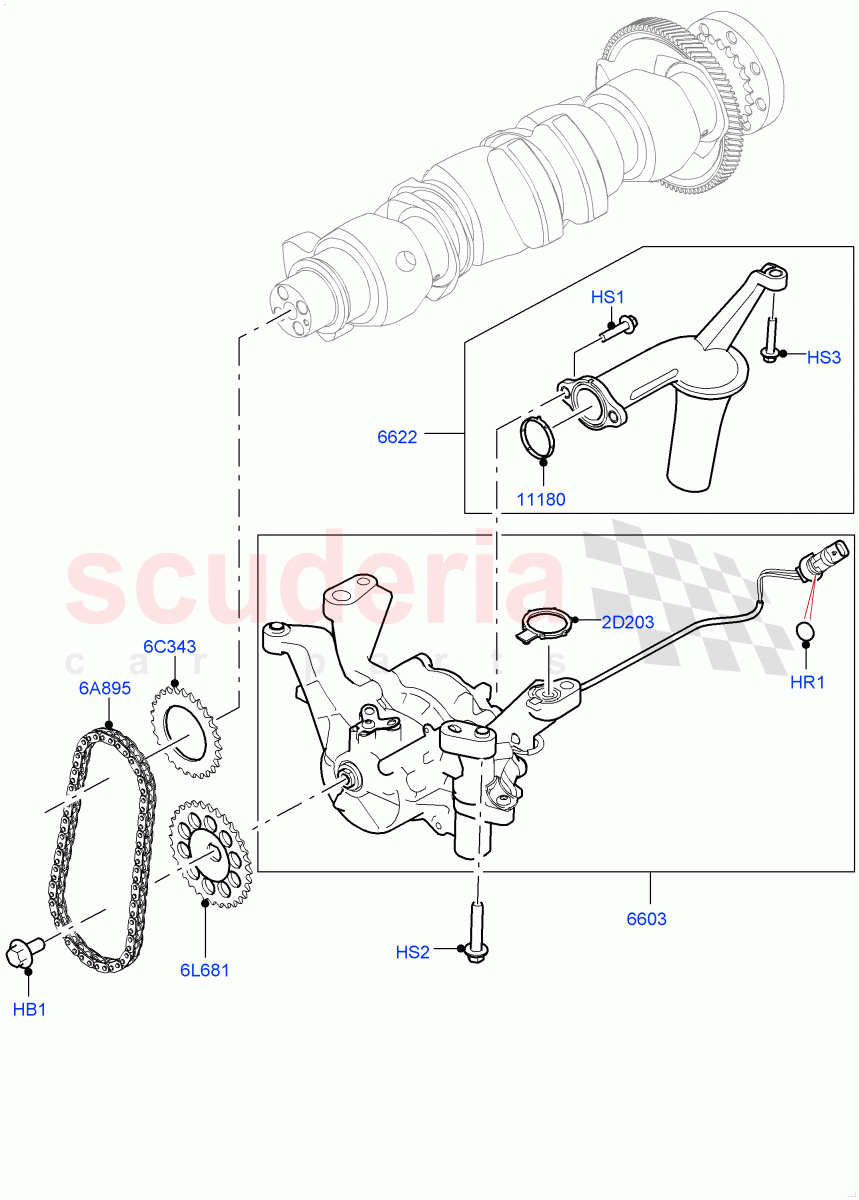 Oil Pump (Solihull Plant Build) (2.0L I4 DSL HIGH DOHC AJ200, 2.0L I4 DSL MID DOHC AJ200) ((V) FROMHA000001) of Land Rover Land Rover Range Rover Sport (2014+) [2.0 Turbo Diesel]