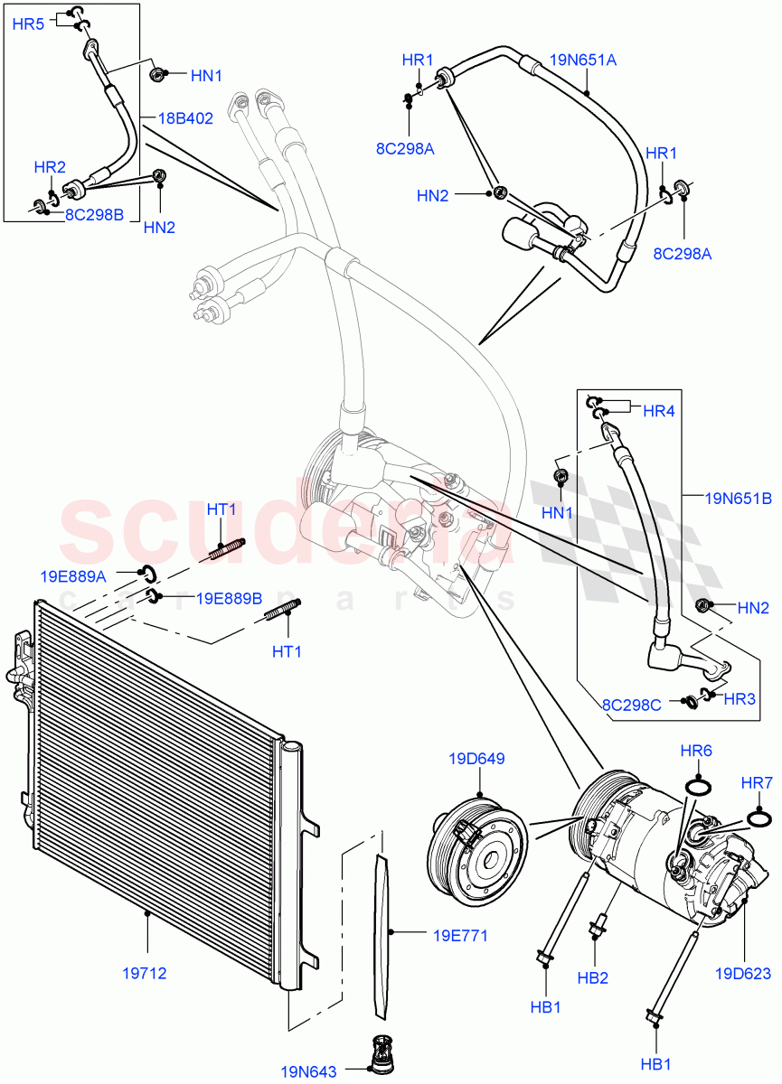 Air Conditioning Condensr/Compressr (2.0L 16V TIVCT T/C 240PS Petrol, Changsu (China)) ((V) FROMFG000001) of Land Rover Land Rover Discovery Sport (2015+) [2.0 Turbo Diesel AJ21D4]