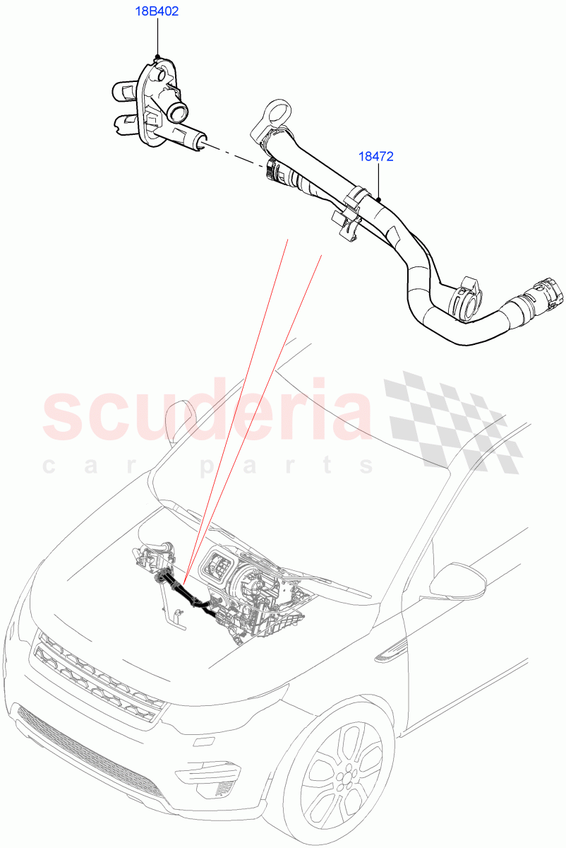 Auxiliary Heater Hoses (Halewood (UK), With Fuel Fired Heater, Fuel Fired Heater With Park Heat, Fuel Heater W/Pk Heat With Remote) ((V) FROMLH000001, (V) TOLH999999) of Land Rover Land Rover Discovery Sport (2015+) [2.0 Turbo Diesel]