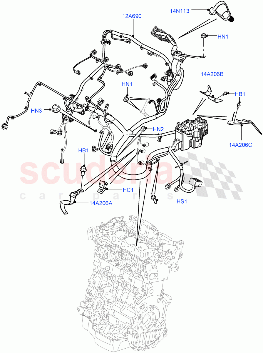 Electrical Wiring - Engine And Dash (Engine) (2.2L CR DI 16V Diesel, Halewood (UK)) of Land Rover Land Rover Discovery Sport (2015+) [2.0 Turbo Diesel]