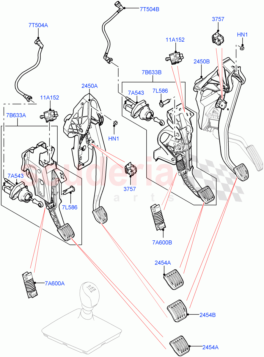 Brake And Clutch Controls (6 Speed Manual Trans BG6, Halewood (UK)) ((V) FROMMH000001) of Land Rover Land Rover Discovery Sport (2015+) [2.0 Turbo Diesel AJ21D4]