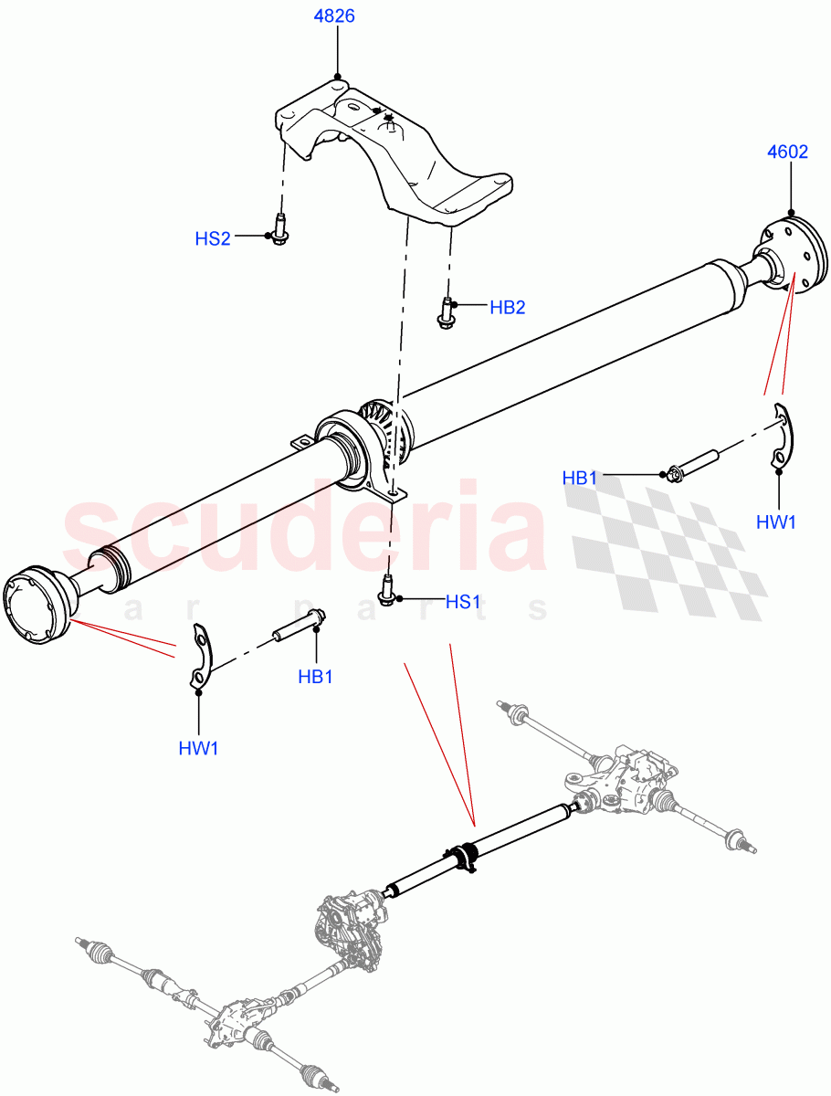 Drive Shaft - Rear Axle Drive (Propshaft) (Standard Wheelbase) ((V) TOL2999999) of Land Rover Land Rover Defender (2020+) [2.0 Turbo Petrol AJ200P]