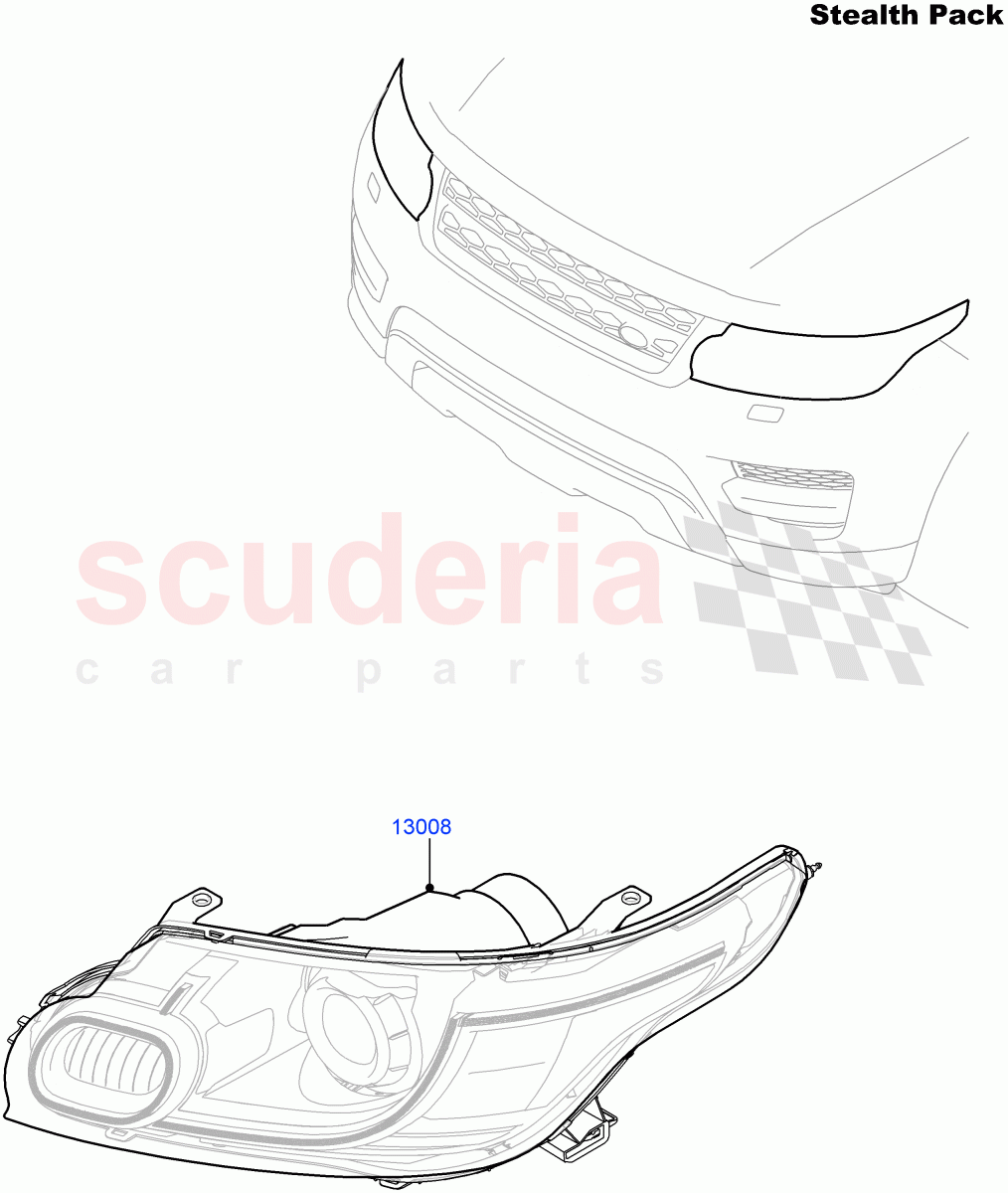 Headlamps And Front Flasher Lamps (Tow Eye Cover - Satin Black, With BI - Xenon Headlamps, Tow Eye Cover - Black, With Adaptive Headlamps Bi Xenon) ((V) FROMFA000001) of Land Rover Land Rover Range Rover Sport (2014+) [3.0 I6 Turbo Petrol AJ20P6]