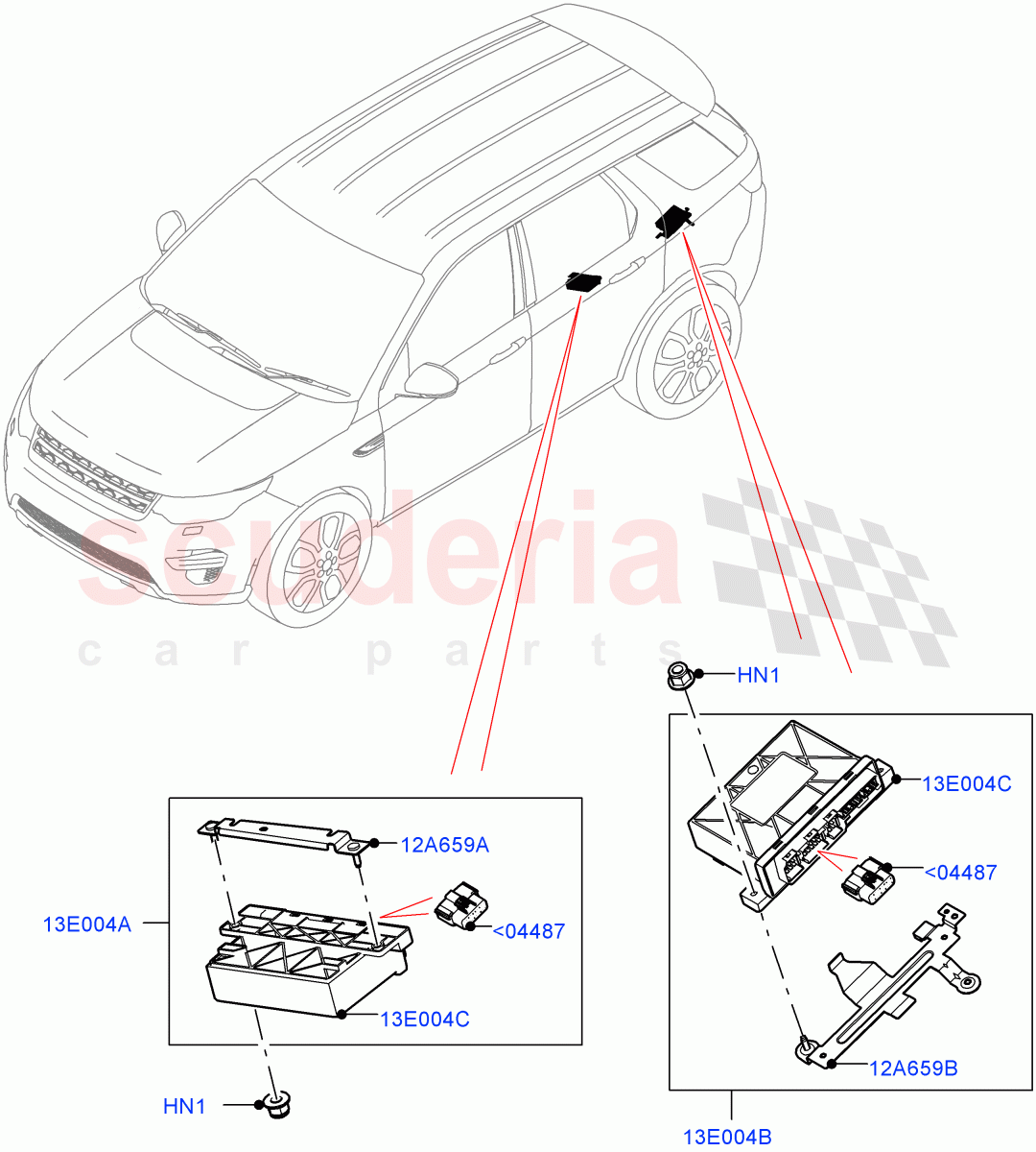 Vehicle Modules And Sensors (Towbar) (Halewood (UK), Tow Hitch Elec Deployable Swan Neck, Tow Hitch Receiver NAS, Tow Hitch Man Detachable Swan Neck, Tow Hitch Receiver 12 Pin Elec) of Land Rover Land Rover Discovery Sport (2015+) [1.5 I3 Turbo Petrol AJ20P3]
