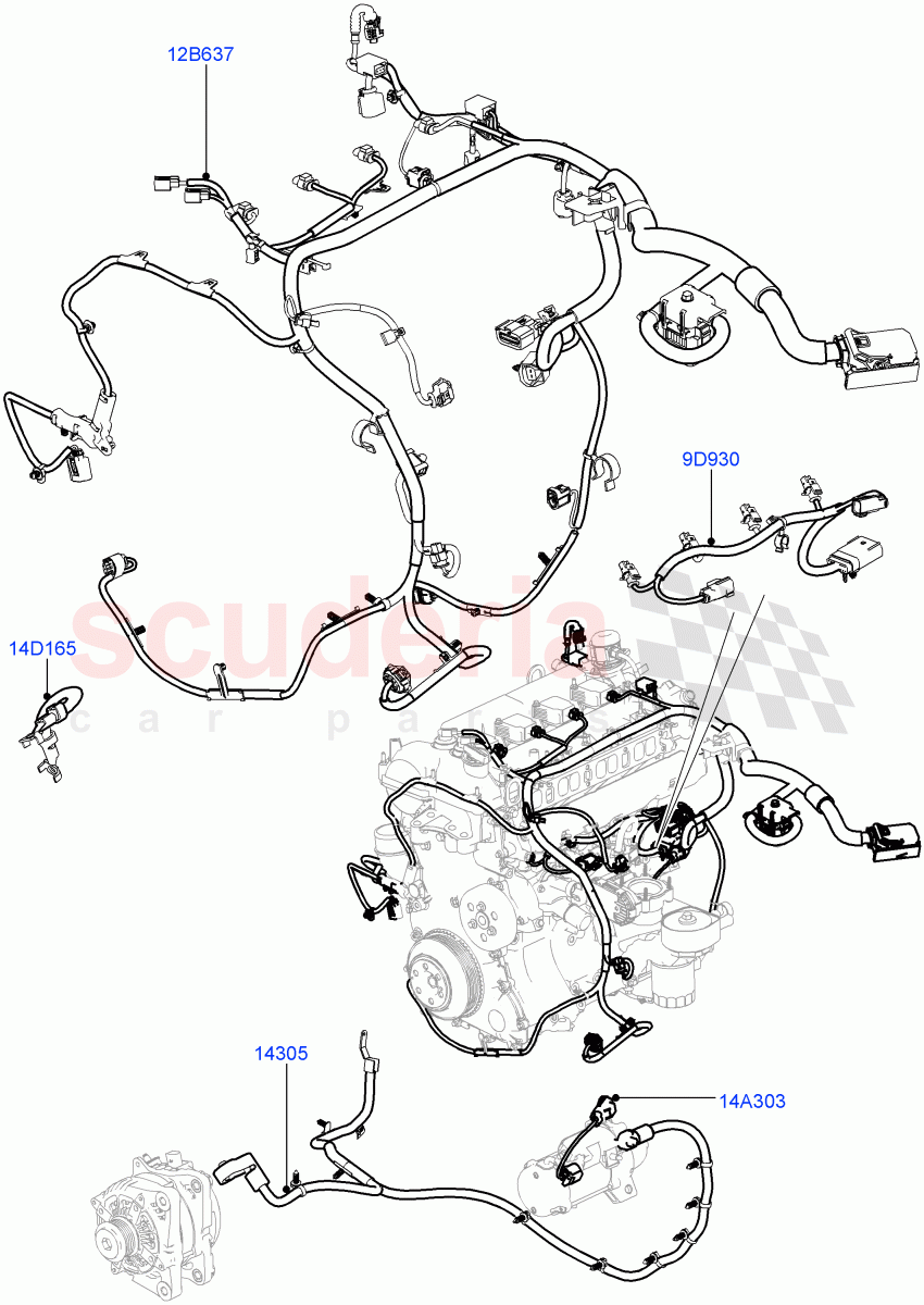 Electrical Wiring - Engine And Dash (2.0L 16V TIVCT T/C 240PS Petrol) of Land Rover Land Rover Range Rover Sport (2014+) [3.0 Diesel 24V DOHC TC]
