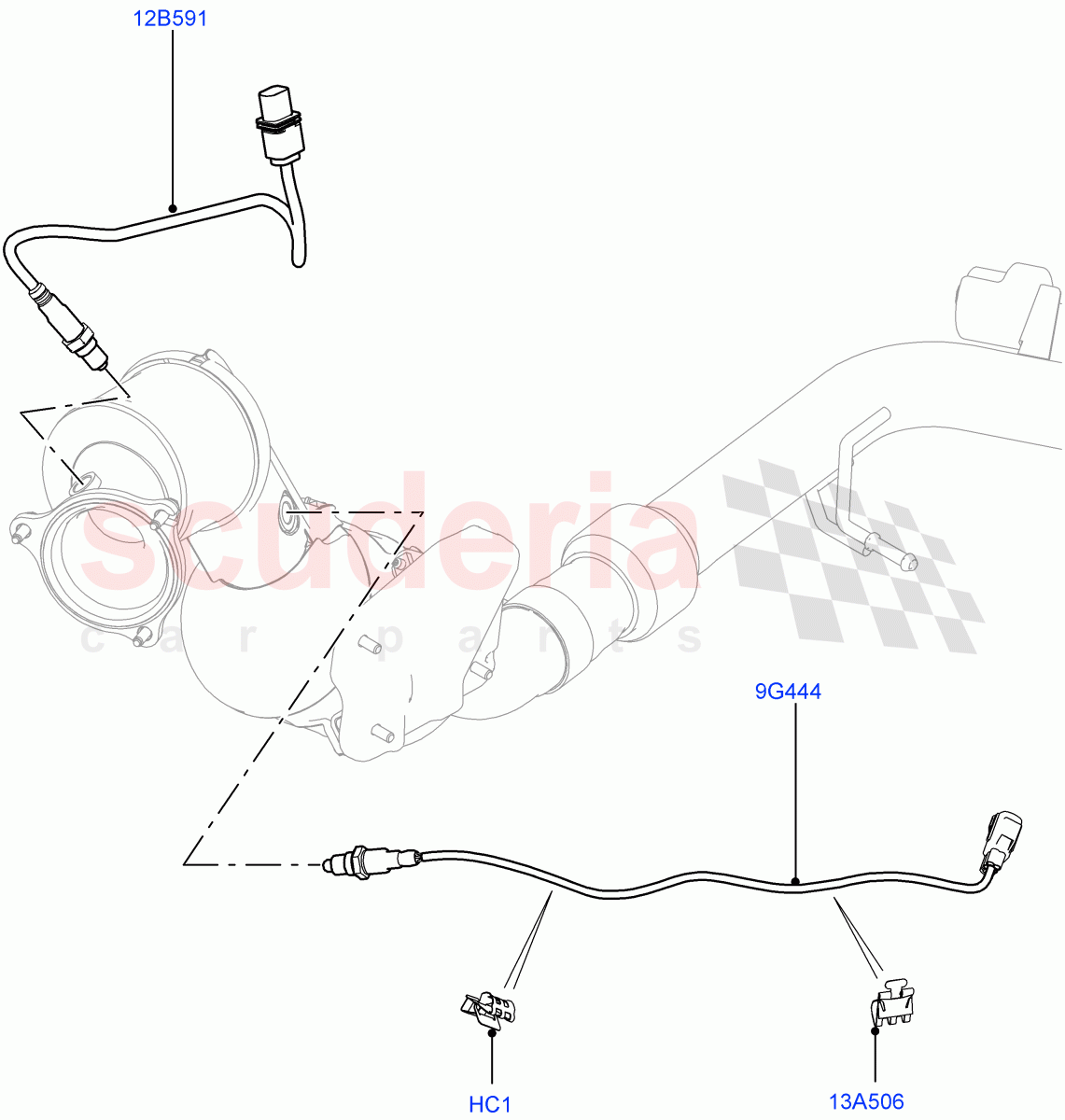 Exhaust System (Exhaust System Sensors) (2.0L 16V TIVCT T/C 240PS Petrol) of Land Rover Land Rover Range Rover Sport (2014+) [2.0 Turbo Petrol GTDI]