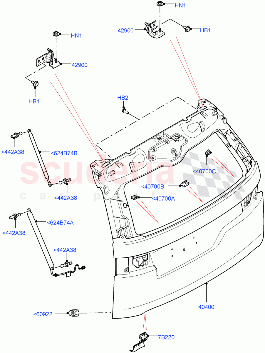 Luggage Compartment Door (Solihull Plant Build, Tailgate) ((V) FROMHA000001) of Land Rover Land Rover Discovery 5 (2017+) [2.0 Turbo Petrol AJ200P]