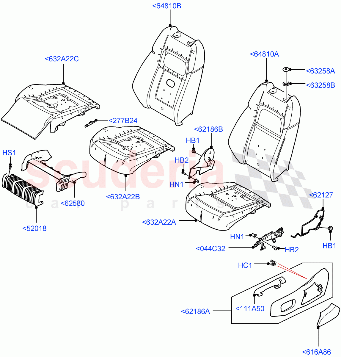 Front Seat Pads/Valances & Heating (Pads/Valances) (Version - Core, Non SVR) ((V) FROMJA000001) of Land Rover Land Rover Range Rover Sport (2014+) [5.0 OHC SGDI SC V8 Petrol]