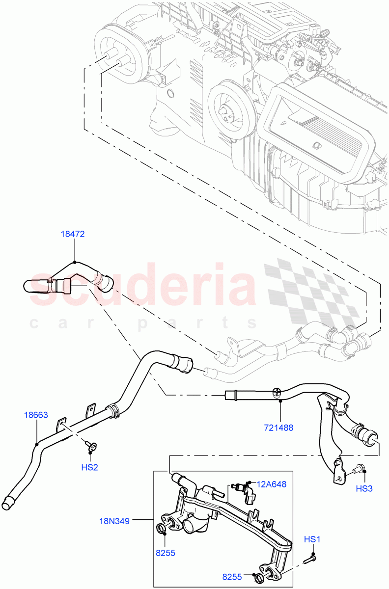Heater Hoses (Front) (5.0 Petrol AJ133 DOHC CDA, Less Auxiliary Coolant Pumps, 5.0L P AJ133 DOHC CDA S/C Enhanced) ((V) FROMJA000001) of Land Rover Land Rover Range Rover Sport (2014+) [5.0 OHC SGDI SC V8 Petrol]