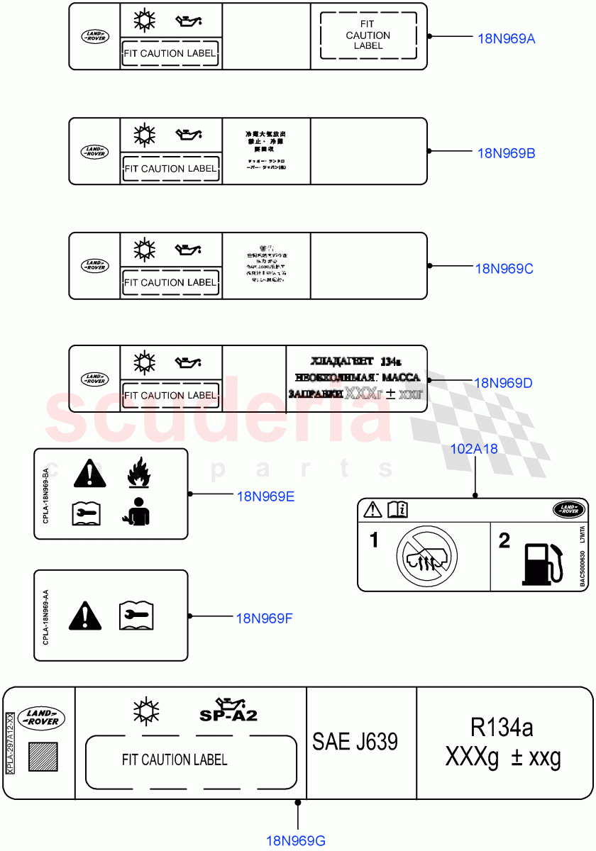 Labels (Air Conditioning) of Land Rover Land Rover Range Rover Sport (2014+) [3.0 I6 Turbo Petrol AJ20P6]