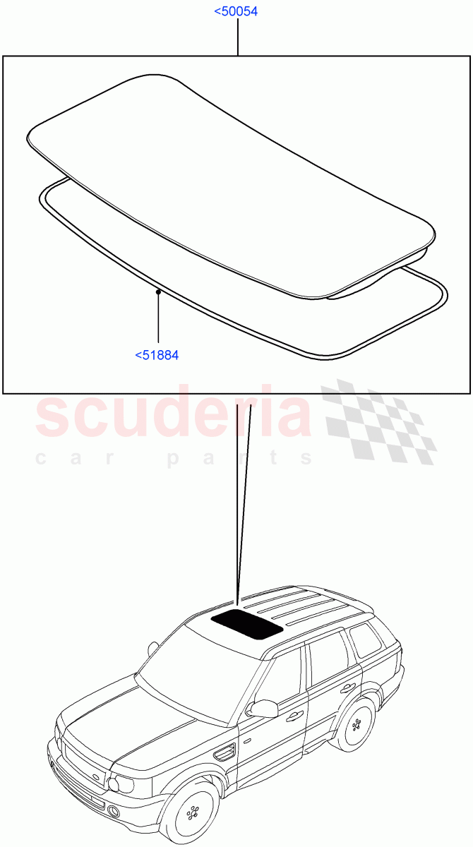 Sliding Roof Panel (Power Tilt/Slide Sun Roof) ((V) TO9A999999) of Land Rover Land Rover Range Rover Sport (2005-2009) [4.2 Petrol V8 Supercharged]
