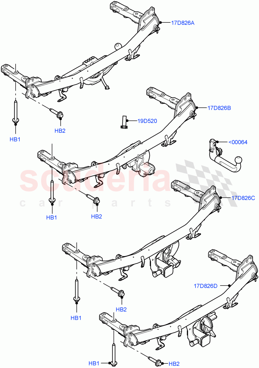 Tow Bar (Halewood (UK), Tow Hitch Elec Deployable Swan Neck, Tow Hitch Man Detachable Swan Neck, Tow Hitch Receiver 12 Pin Elec, Tow Hitch Receiver NAS) ((V) FROMLH000001) of Land Rover Land Rover Discovery Sport (2015+) [2.2 Single Turbo Diesel]