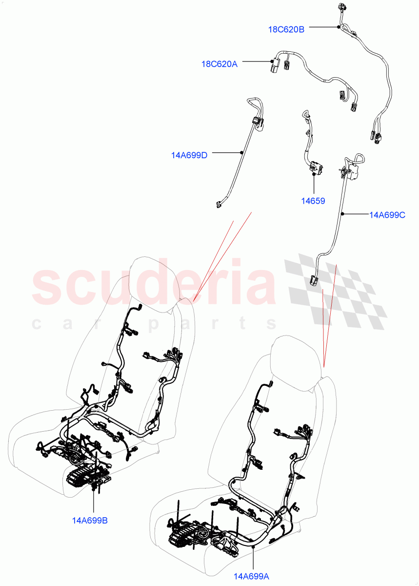 Wiring - Seats (Front Seats) (LHD) ((V) FROMJA000001, (V) TOJA999999) of Land Rover Land Rover Range Rover (2012-2021) [5.0 OHC SGDI NA V8 Petrol]