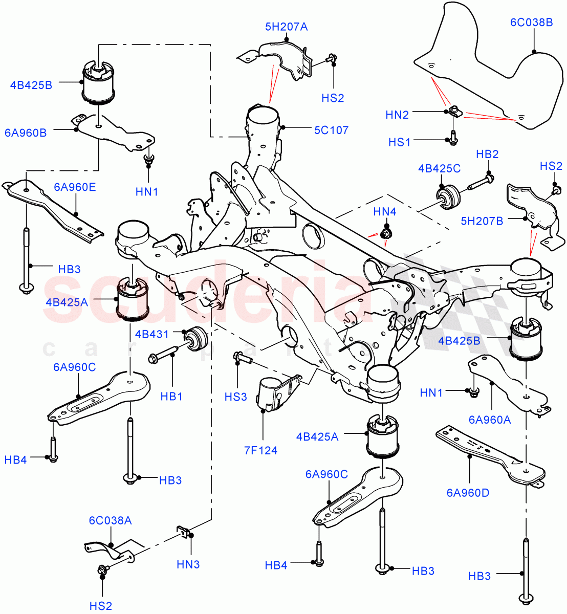 Rear Cross Member & Stabilizer Bar (Crossmember) (Changsu (China), Electric Engine Battery-MHEV) ((V) FROMKG446857) of Land Rover Land Rover Discovery Sport (2015+) [1.5 I3 Turbo Petrol AJ20P3]