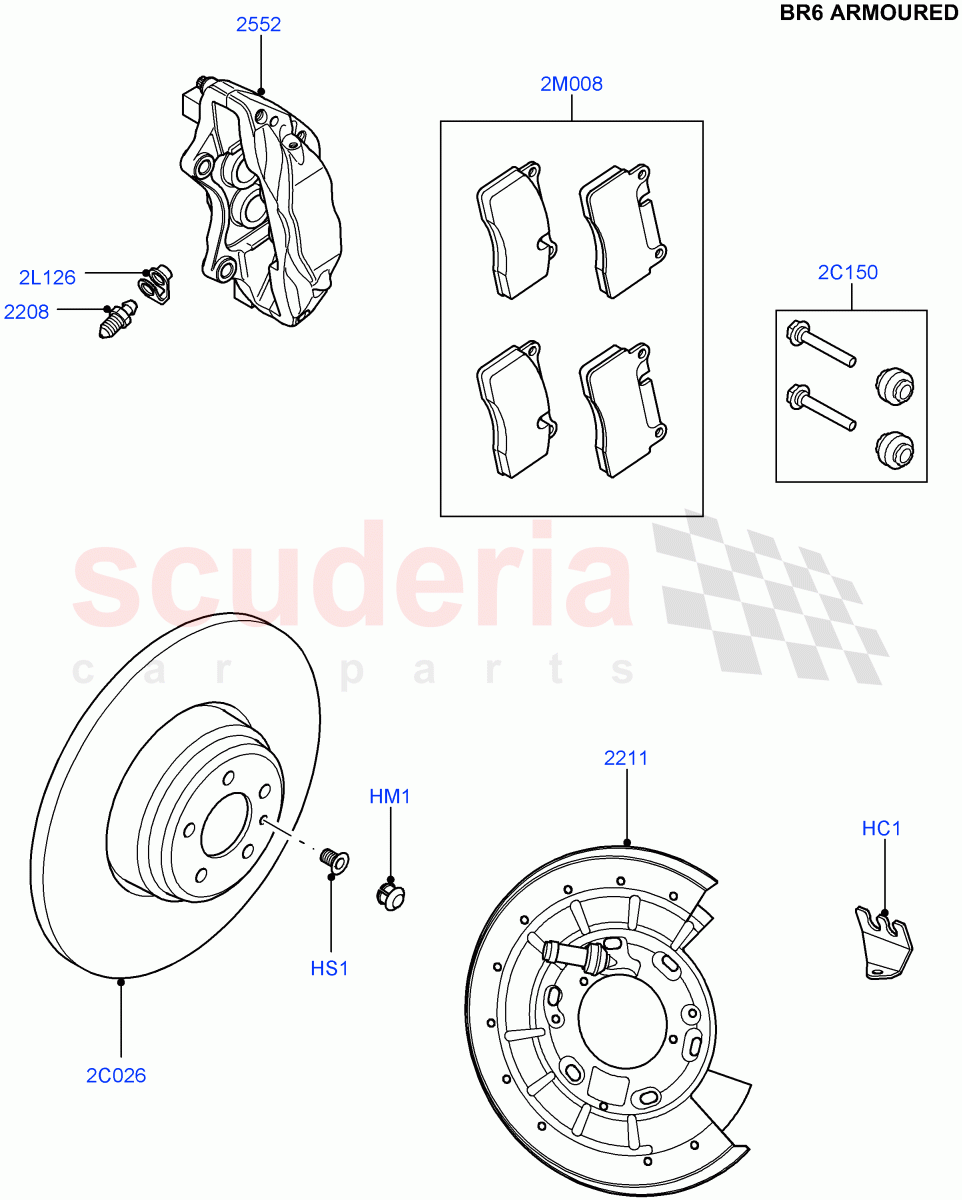 Rear Brake Discs And Calipers (With B6 Level Armouring) ((V) FROMAA000001) of Land Rover Land Rover Discovery 4 (2010-2016) [2.7 Diesel V6]