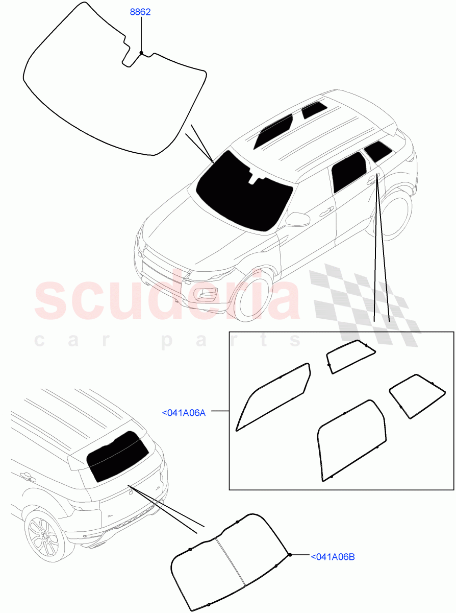 Touring Accessories (Sun Blinds) (Halewood (UK)) of Land Rover Land Rover Range Rover Evoque (2012-2018) [2.0 Turbo Petrol AJ200P]