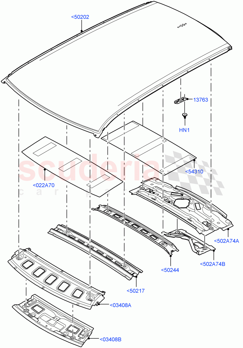 Roof - Sheet Metal (Less Panorama Roof) of Land Rover Land Rover Range Rover Velar (2017+) [3.0 I6 Turbo Petrol AJ20P6]