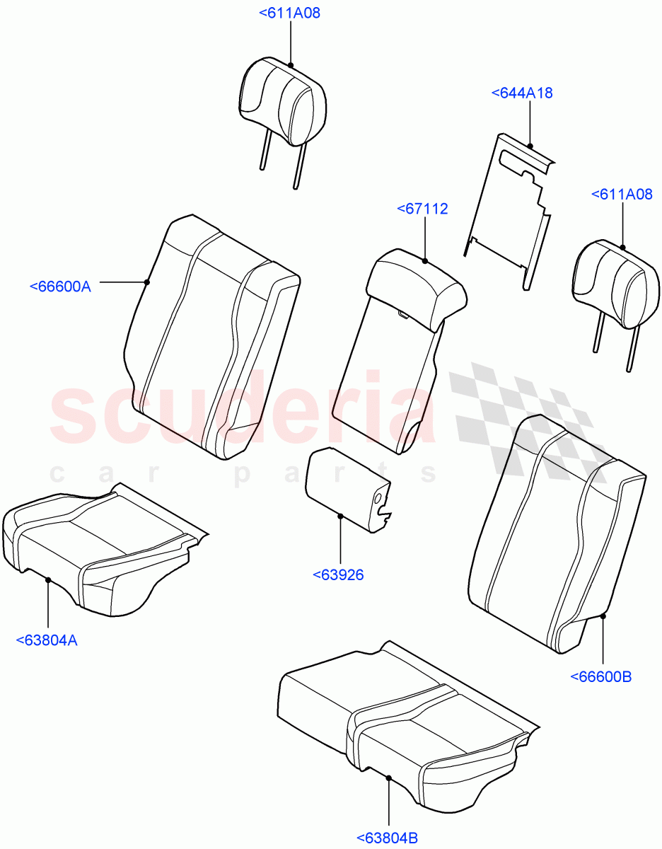 Rear Seat Covers (Semi Aniline Leathr Pinestripe Perf, With 60/40 Power Fold Thru Rr Seat) of Land Rover Land Rover Range Rover (2012-2021) [4.4 DOHC Diesel V8 DITC]