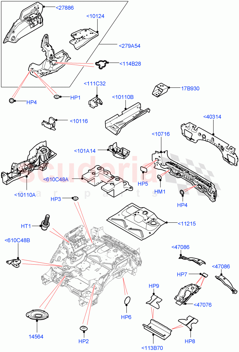 Floor Pan - Centre And Rear (Solihull Plant Build) ((V) FROMHA000001) of Land Rover Land Rover Discovery 5 (2017+) [2.0 Turbo Diesel]