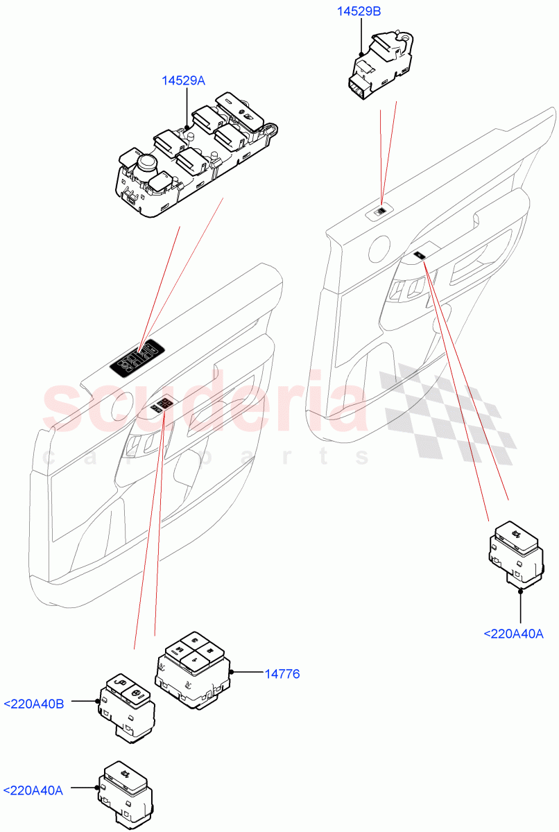 Switches (Solihull Plant Build, Front And Rear Doors) ((V) FROMHA000001) of Land Rover Land Rover Discovery 5 (2017+) [2.0 Turbo Diesel]