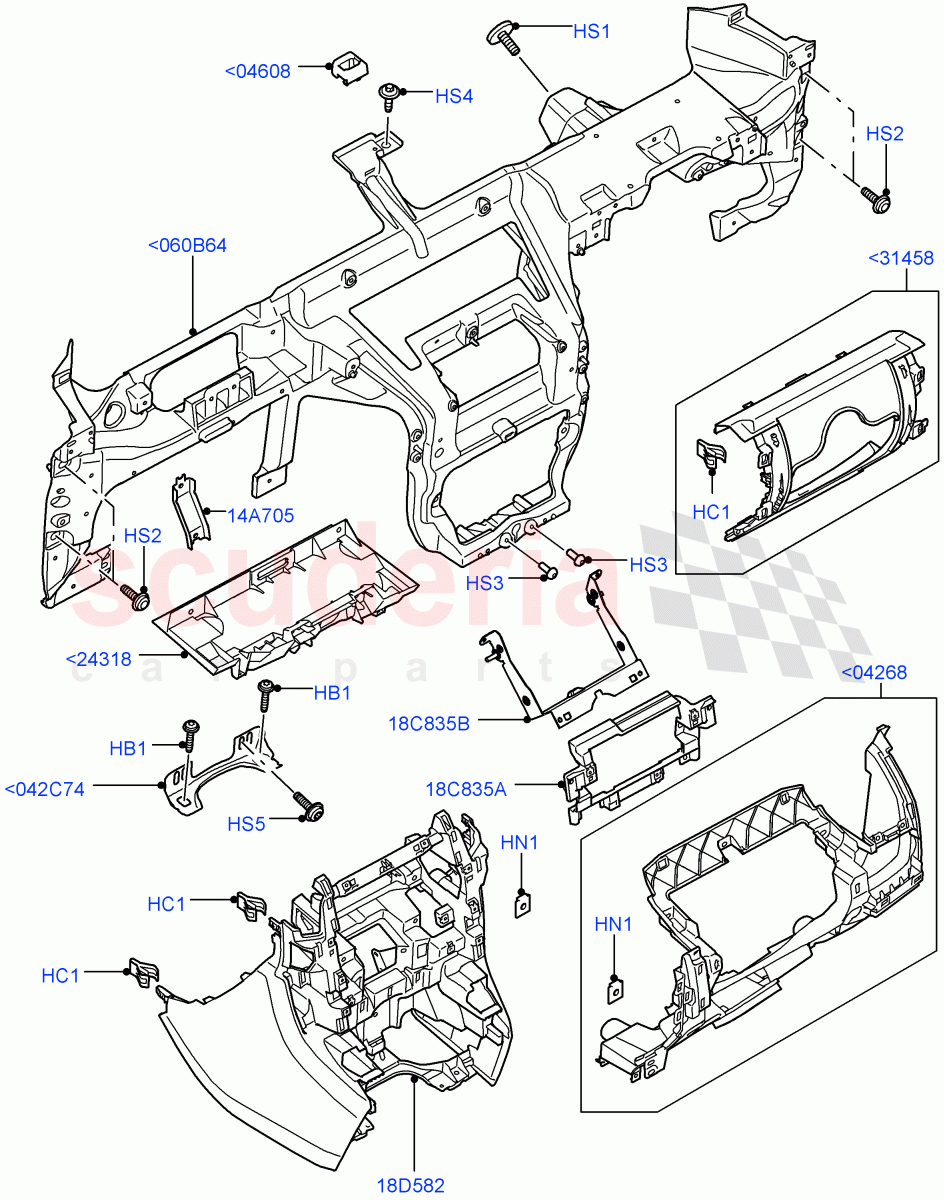 Instrument Panel (Internal Components) ((V) FROMAA000001) of Land Rover Land Rover Discovery 4 (2010-2016) [5.0 OHC SGDI NA V8 Petrol]