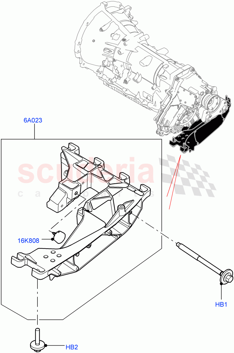 Transmission Mounting (3.0L DOHC GDI SC V6 PETROL, 5.0L P AJ133 DOHC CDA S/C Enhanced) of Land Rover Land Rover Range Rover Velar (2017+) [3.0 DOHC GDI SC V6 Petrol]