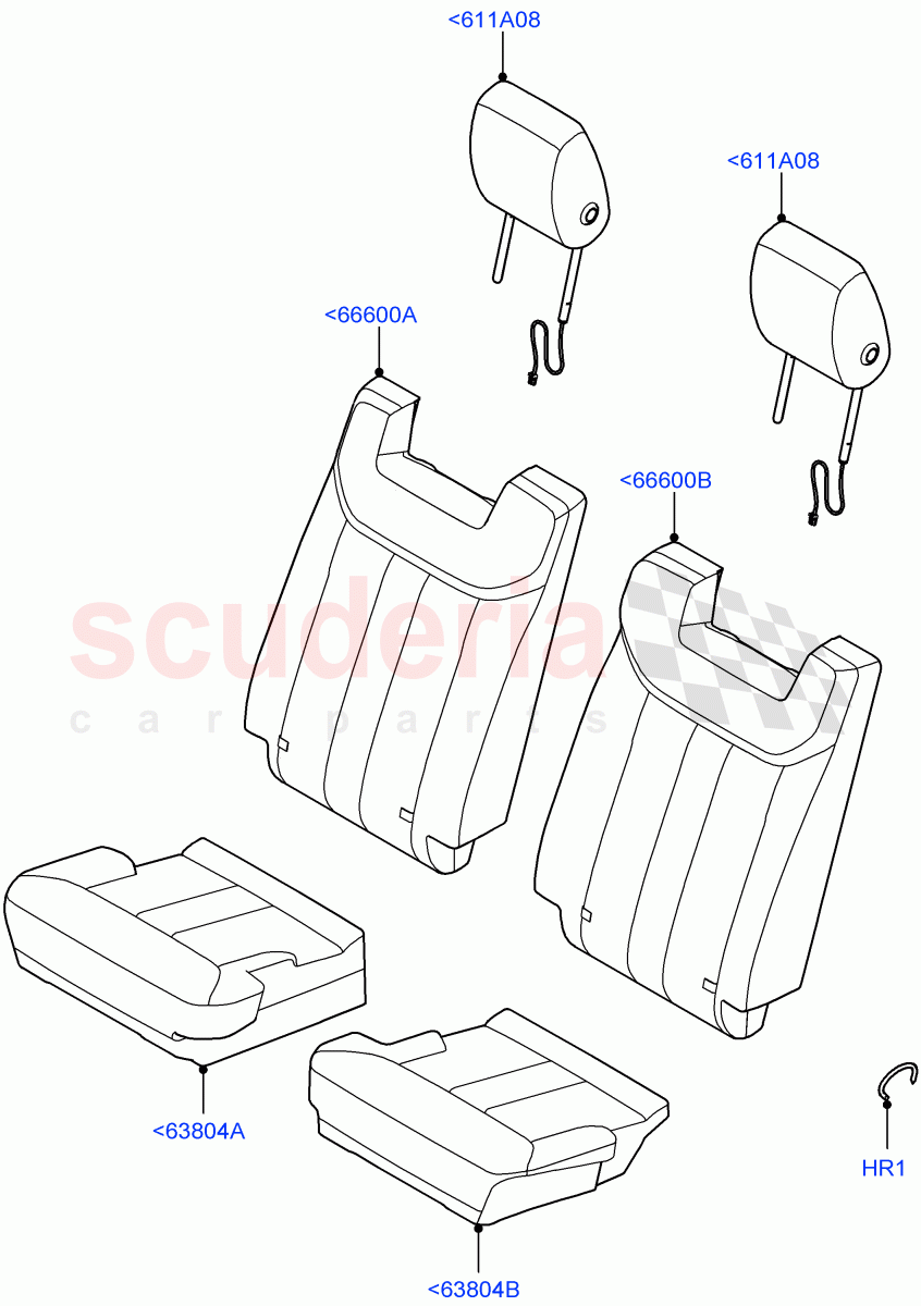 Rear Seat Covers (Windsor Leather Perforated, With Third Row Power Folding Seat) of Land Rover Land Rover Range Rover (2022+) [3.0 I6 Turbo Petrol AJ20P6]