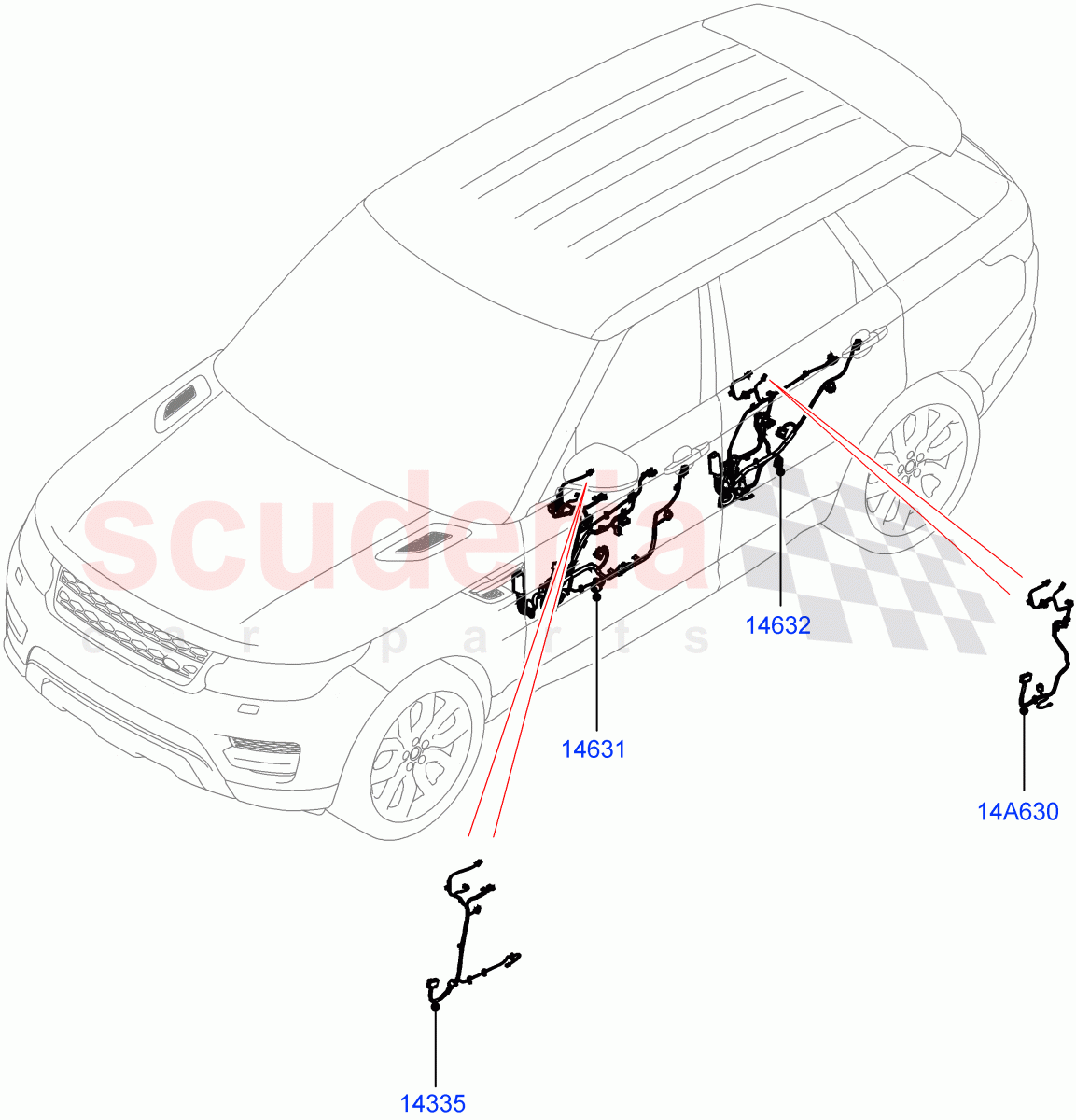 Electrical Wiring - Body And Rear (Front And Rear Doors) ((V) FROMHA000001, (V) TOHA999999) of Land Rover Land Rover Range Rover Sport (2014+) [3.0 I6 Turbo Diesel AJ20D6]