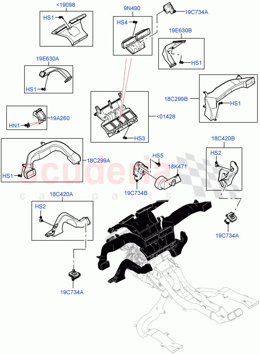 Air Vents, Louvres And Ducts (1st Row, Internal Components) (Itatiaia (Brazil)) of Land Rover Land Rover Range Rover Evoque (2019+) [1.5 I3 Turbo Petrol AJ20P3]