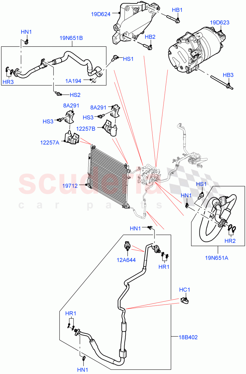 Air Conditioning Condensr/Compressr (Front) (2.0L AJ200P Hi PHEV) ((V) FROMJA000001) of Land Rover Land Rover Range Rover (2012-2021) [2.0 Turbo Petrol GTDI]