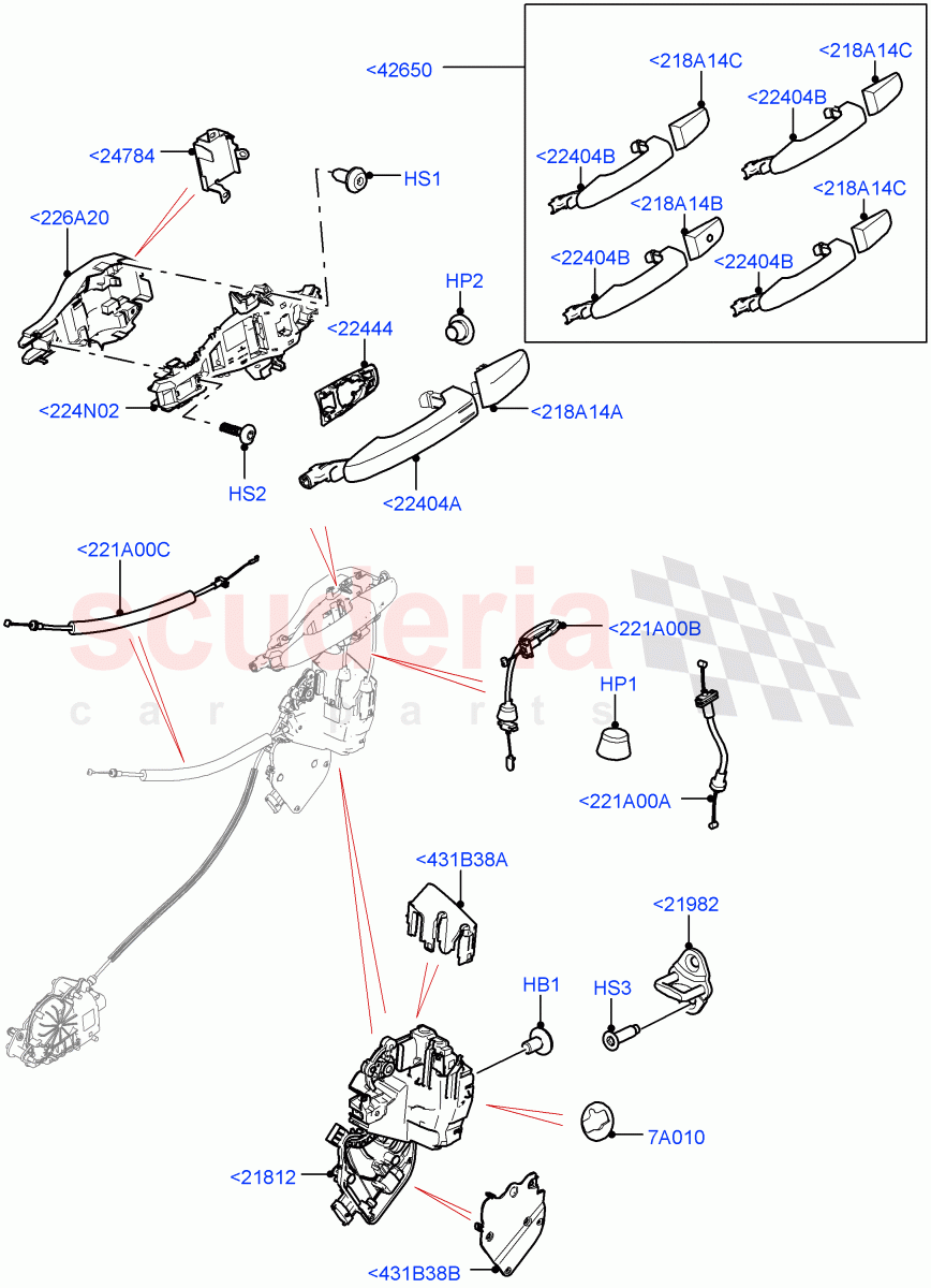 Front Door Lock Controls (Solihull Plant Build) ((V) FROMHA000001, (V) TOHA999999) of Land Rover Land Rover Discovery 5 (2017+) [3.0 I6 Turbo Petrol AJ20P6]