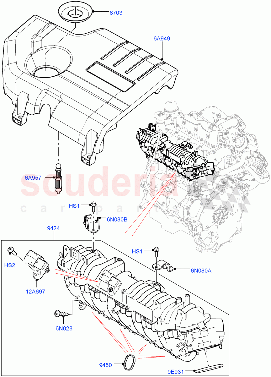 Inlet Manifold (2.0L AJ21D4 Diesel Mid, Halewood (UK)) ((V) FROMMH000001) of Land Rover Land Rover Discovery Sport (2015+) [2.0 Turbo Diesel AJ21D4]