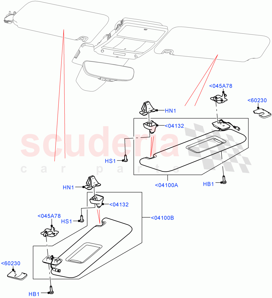 Headlining And Sun Visors (Solihull Plant Build) ((V) FROMHA000001) of Land Rover Land Rover Discovery 5 (2017+) [3.0 DOHC GDI SC V6 Petrol]