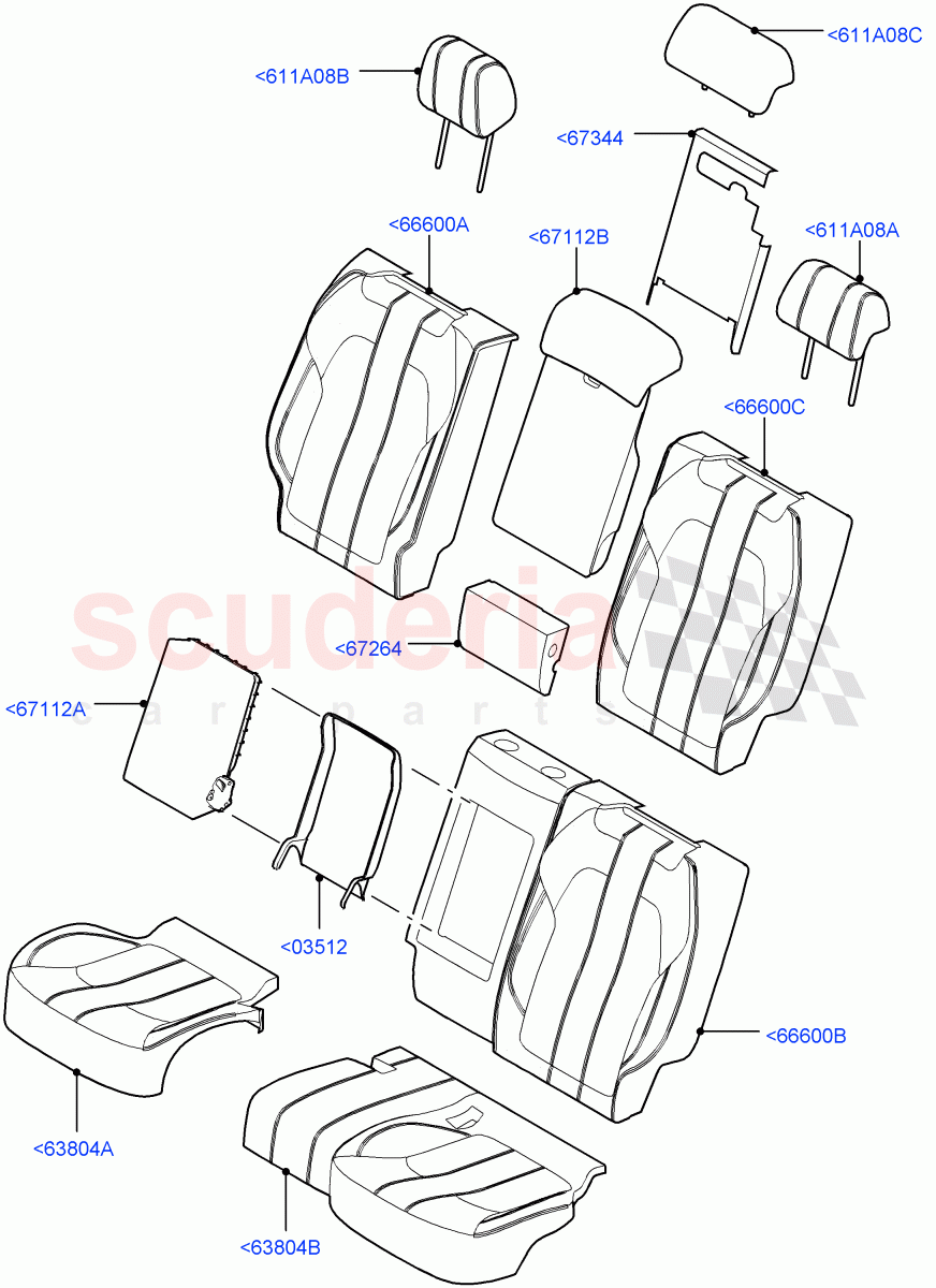 Rear Seat Covers (Windsor Leather Perforated, Non SVR) ((V) FROMEA396203, (V) TOHA999999) of Land Rover Land Rover Range Rover Sport (2014+) [3.0 Diesel 24V DOHC TC]