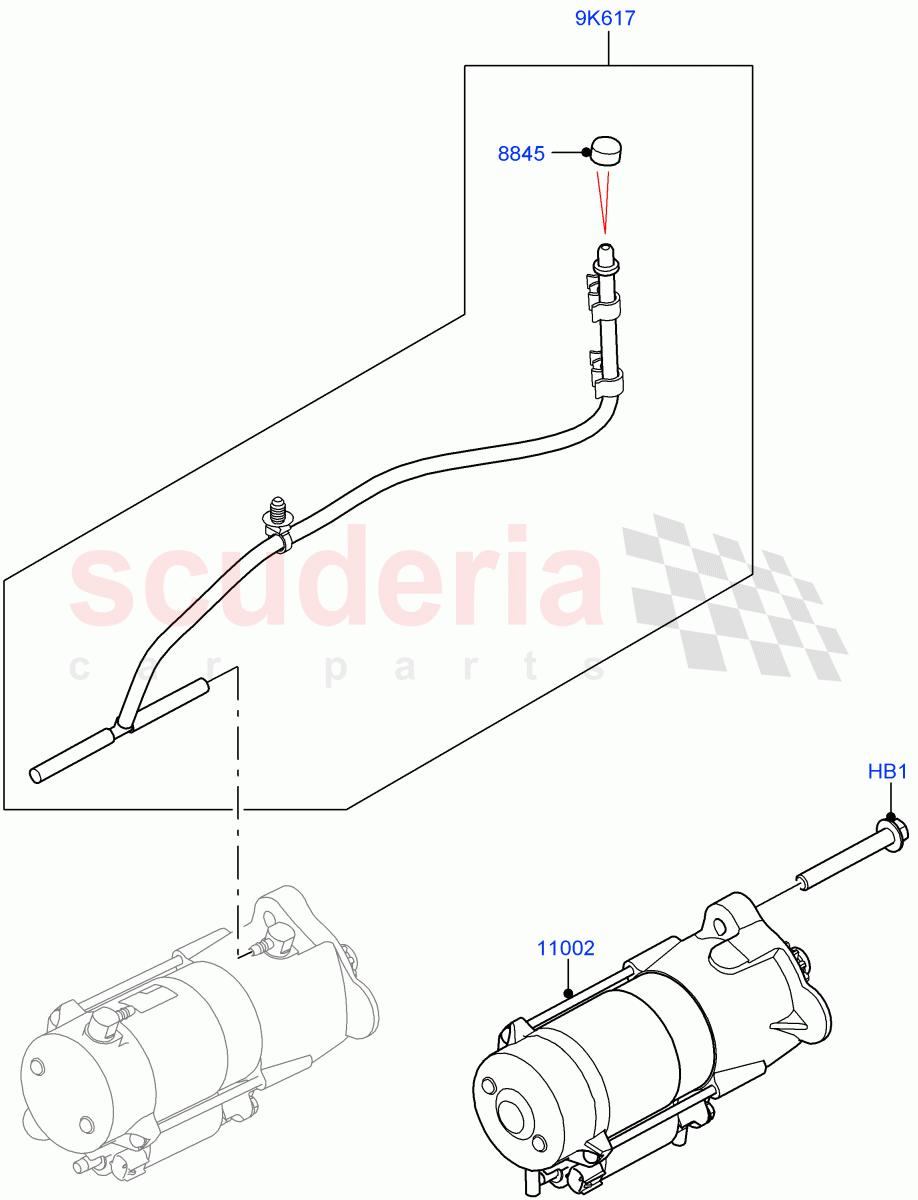 Starter Motor (2.0L I4 DSL MID DOHC AJ200, 2.0L I4 DSL HIGH DOHC AJ200) of Land Rover Land Rover Range Rover Velar (2017+) [2.0 Turbo Diesel]