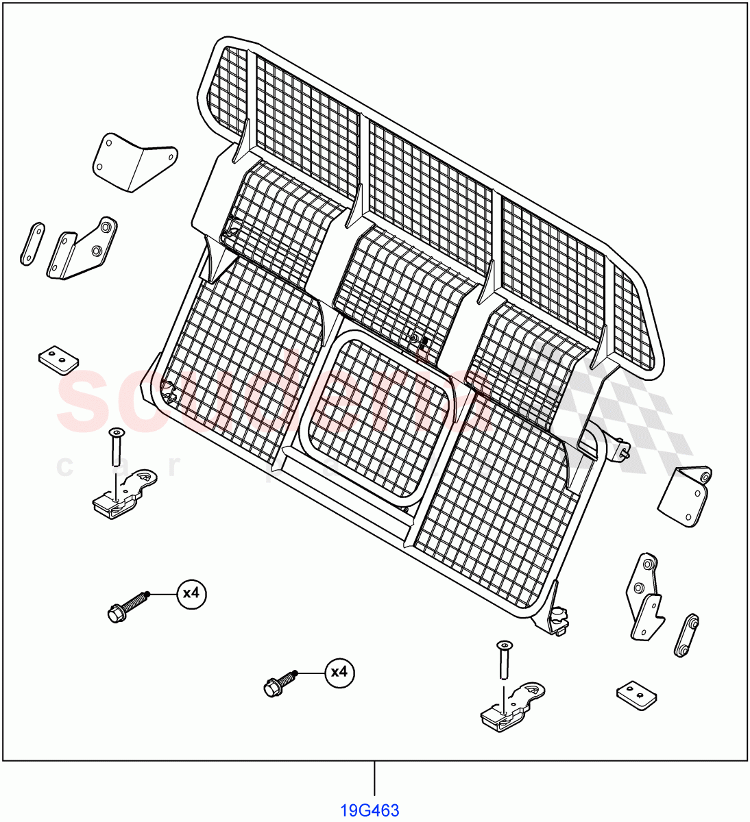 Cargo Barrier (Accessory) (For Unleaded Fuel, With Diesel Fuel Capability, Diesel/Electric - Hybrid) of Land Rover Land Rover Range Rover (2012-2021) [3.0 I6 Turbo Petrol AJ20P6]