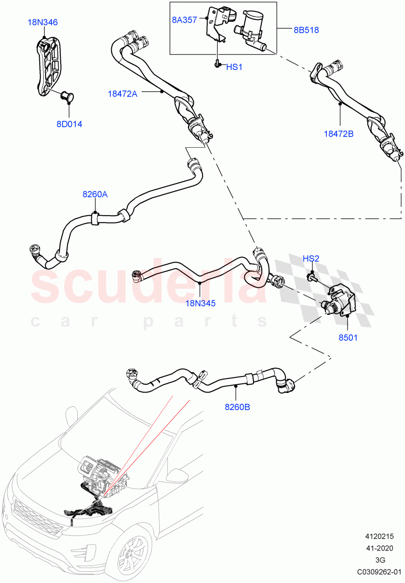 Heater Hoses (1.5L AJ20P3 Petrol High, Halewood (UK)) ((V) FROMMH000001) of Land Rover Land Rover Range Rover Evoque (2019+) [1.5 I3 Turbo Petrol AJ20P3]
