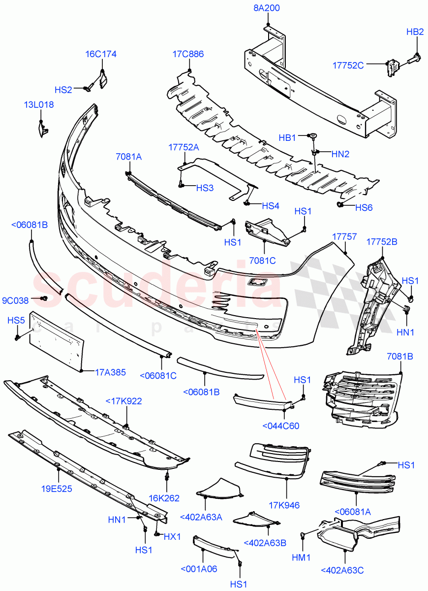 Radiator Grille And Front Bumper ((V) FROMJA000001) of Land Rover Land Rover Range Rover (2012-2021) [3.0 Diesel 24V DOHC TC]