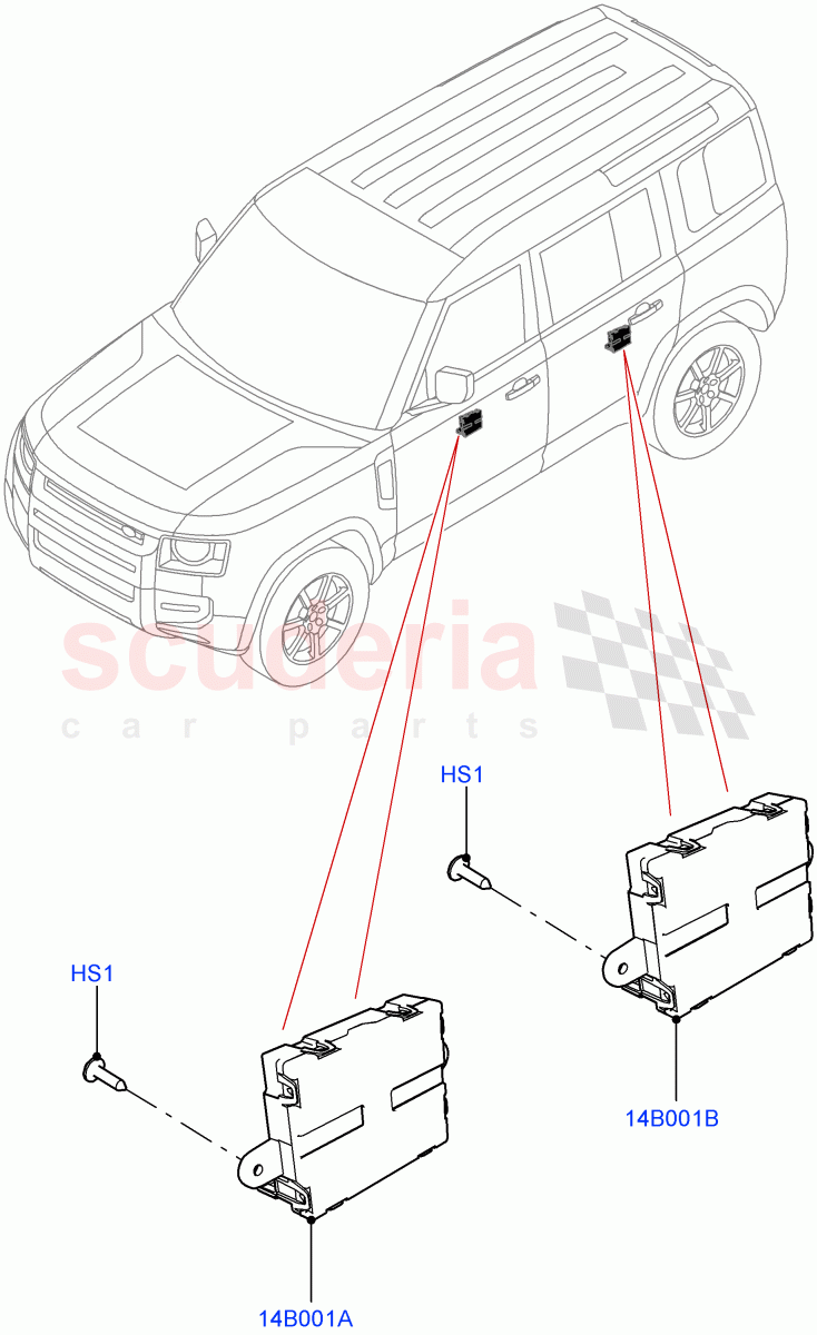 Vehicle Modules And Sensors (Door) of Land Rover Land Rover Defender (2020+) [3.0 I6 Turbo Petrol AJ20P6]
