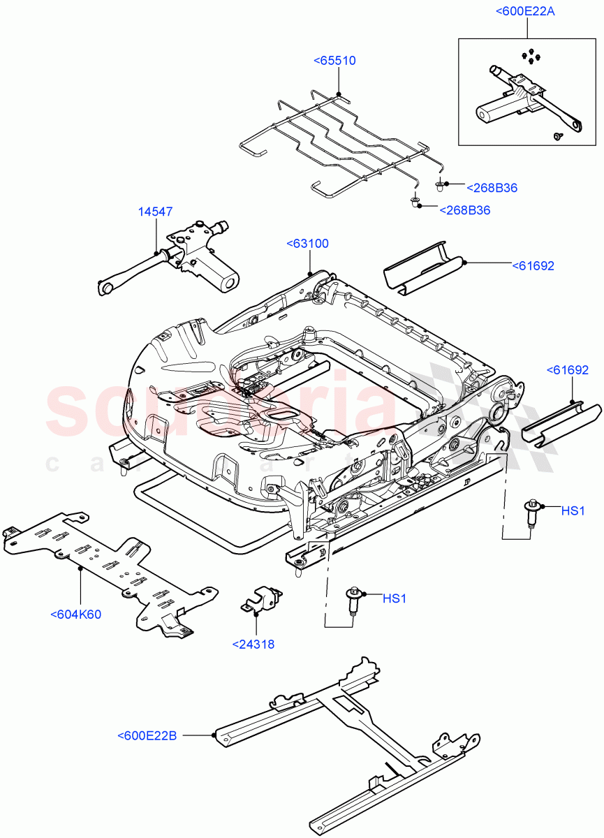 Front Seat Base (Manual Front Seat Adj Driver & Pass, Halewood (UK), Seat - Standard) of Land Rover Land Rover Range Rover Evoque (2012-2018) [2.0 Turbo Petrol GTDI]