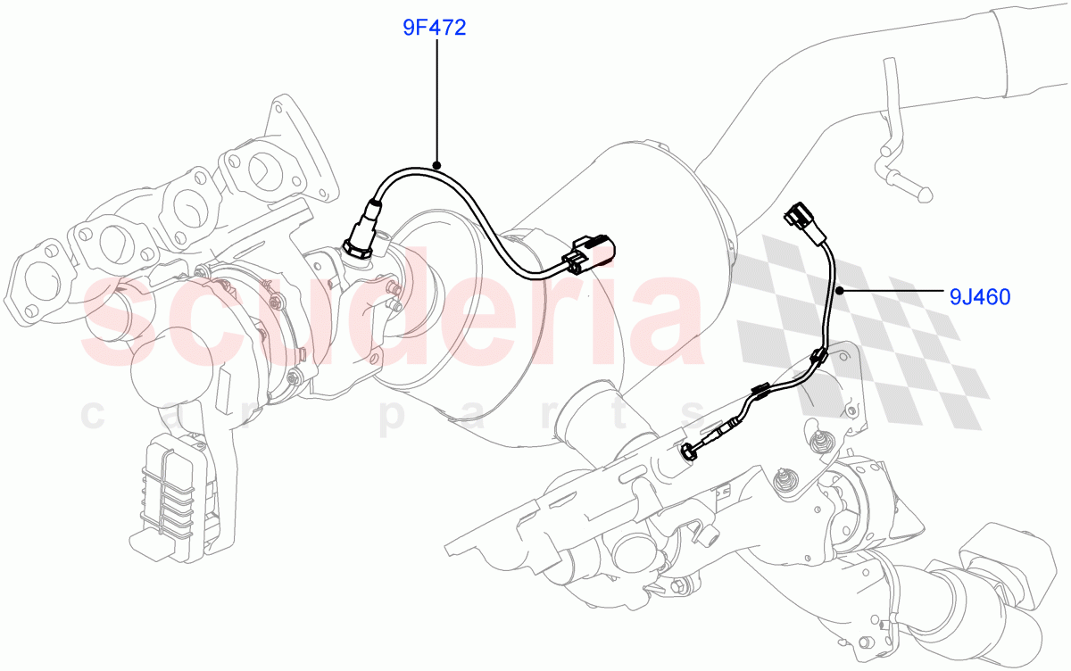 Exhaust System (Exhaust System Sensors) (4.4L DOHC DITC V8 Diesel, Euro Stage 4 Emissions) ((V) FROMGA000001) of Land Rover Land Rover Range Rover Sport (2014+) [4.4 DOHC Diesel V8 DITC]
