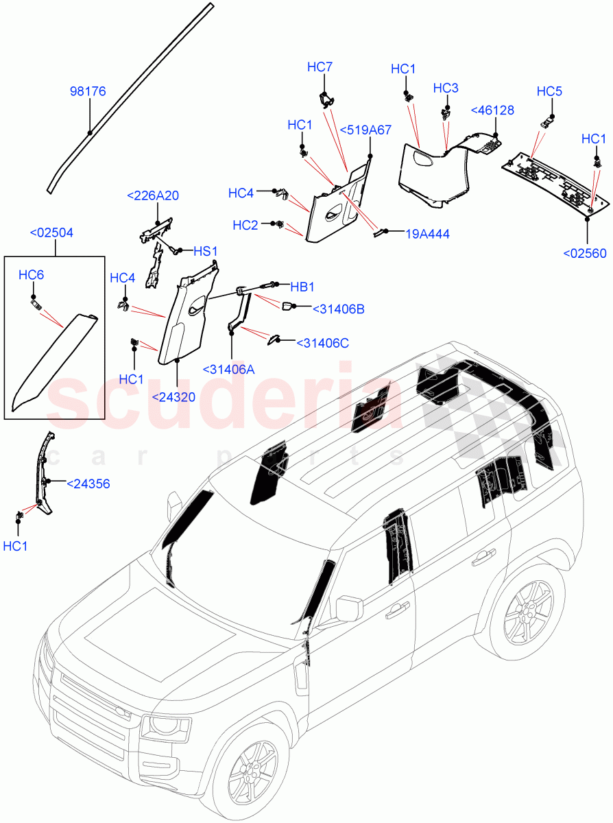 Side Trim (Upper) (Standard Wheelbase) of Land Rover Land Rover Defender (2020+) [2.0 Turbo Diesel]
