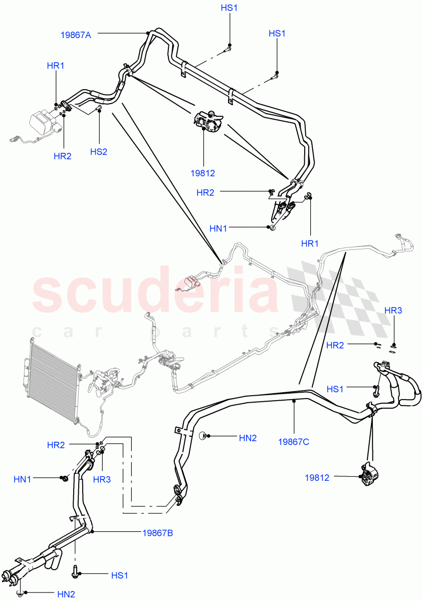 Air Conditioning Condensr/Compressr (Rear) (Premium Air Con Hybrid Front/Rear) ((V) FROMEA000001, (V) TOHA999999) of Land Rover Land Rover Range Rover Sport (2014+) [3.0 I6 Turbo Diesel AJ20D6]