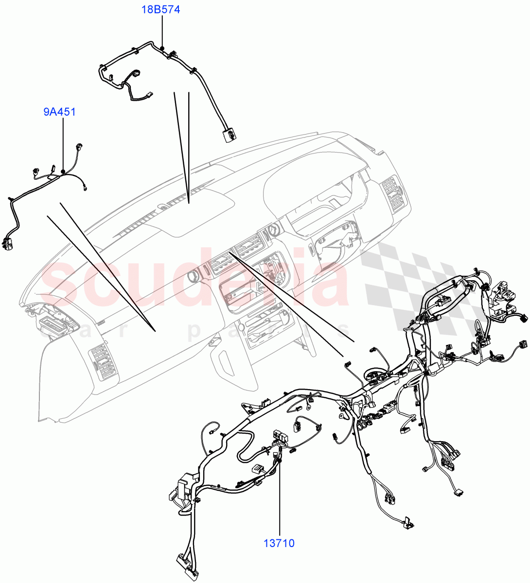Electrical Wiring - Engine And Dash (Facia) (3.0L 24V DOHC V6 TC Diesel, 4.4L DOHC DITC V8 Diesel, 3.0 V6 D Gen2 Mono Turbo, 3.0 V6 D Gen2 Twin Turbo, 3.0L 24V V6 Turbo Diesel Std Flow) ((V) FROMEA000001, (V) TOFA999999) of Land Rover Land Rover Range Rover (2012-2021) [3.0 DOHC GDI SC V6 Petrol]