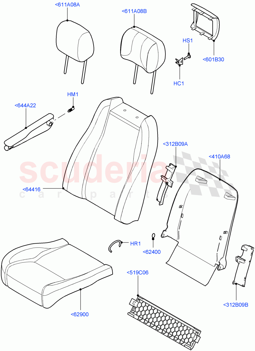 Front Seat Covers (Windsor Leather Perforated, With Heated Seats - Front/Rear, Heated Seats - Drivers/Passengers) ((V) TOHA999999) of Land Rover Land Rover Range Rover (2012-2021) [4.4 DOHC Diesel V8 DITC]